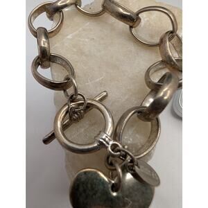 Claire's Chunky Silver Tone Chain Toggle Heart Charm Bracelet Fashion Jewelry